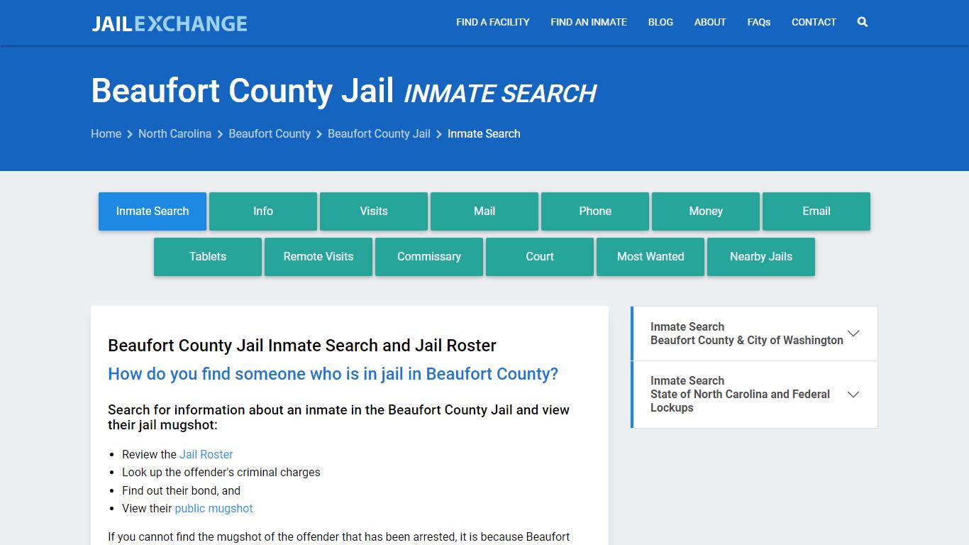 Inmate Search: Roster & Mugshots - Beaufort County Jail, NC